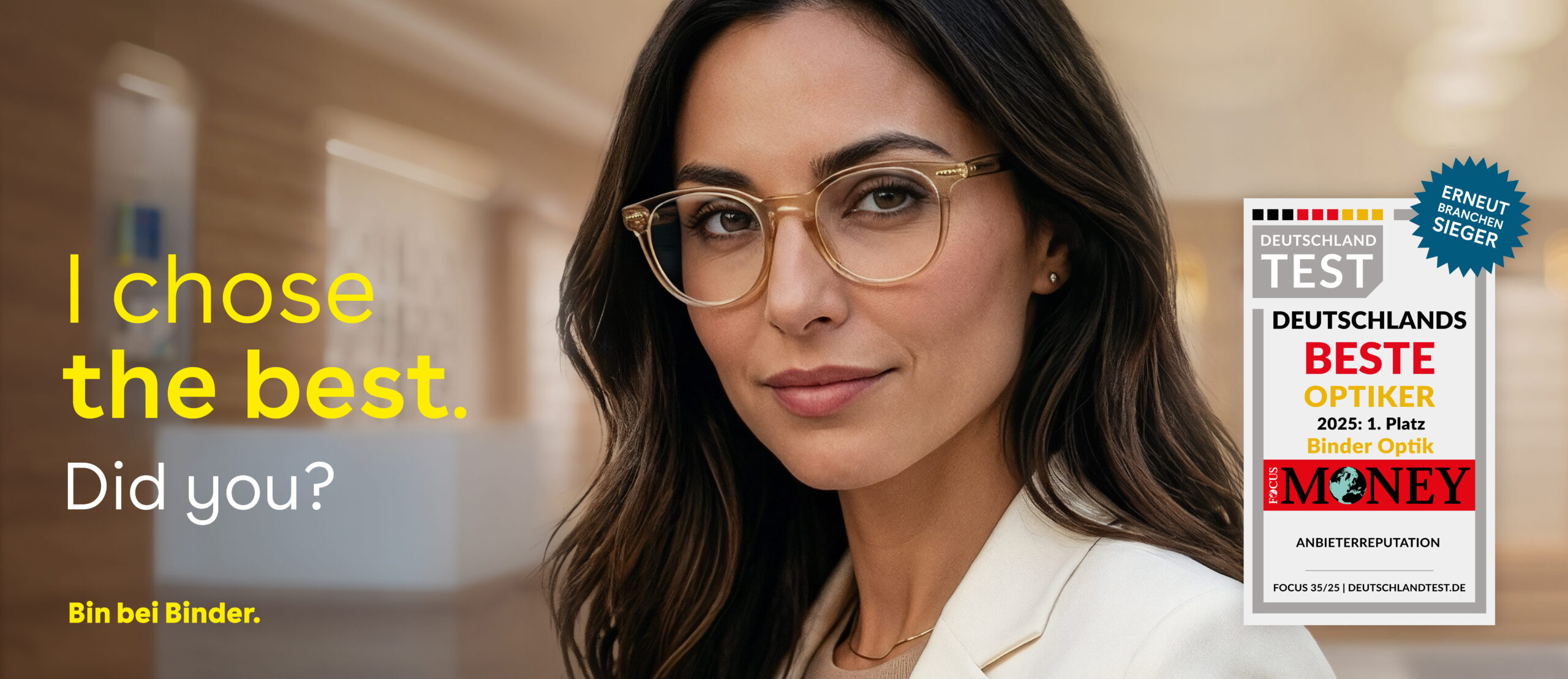 Best optician in Germany 1 Binder Optik Startseite Bin Beim Besten EN scaled 1 Binder Optik