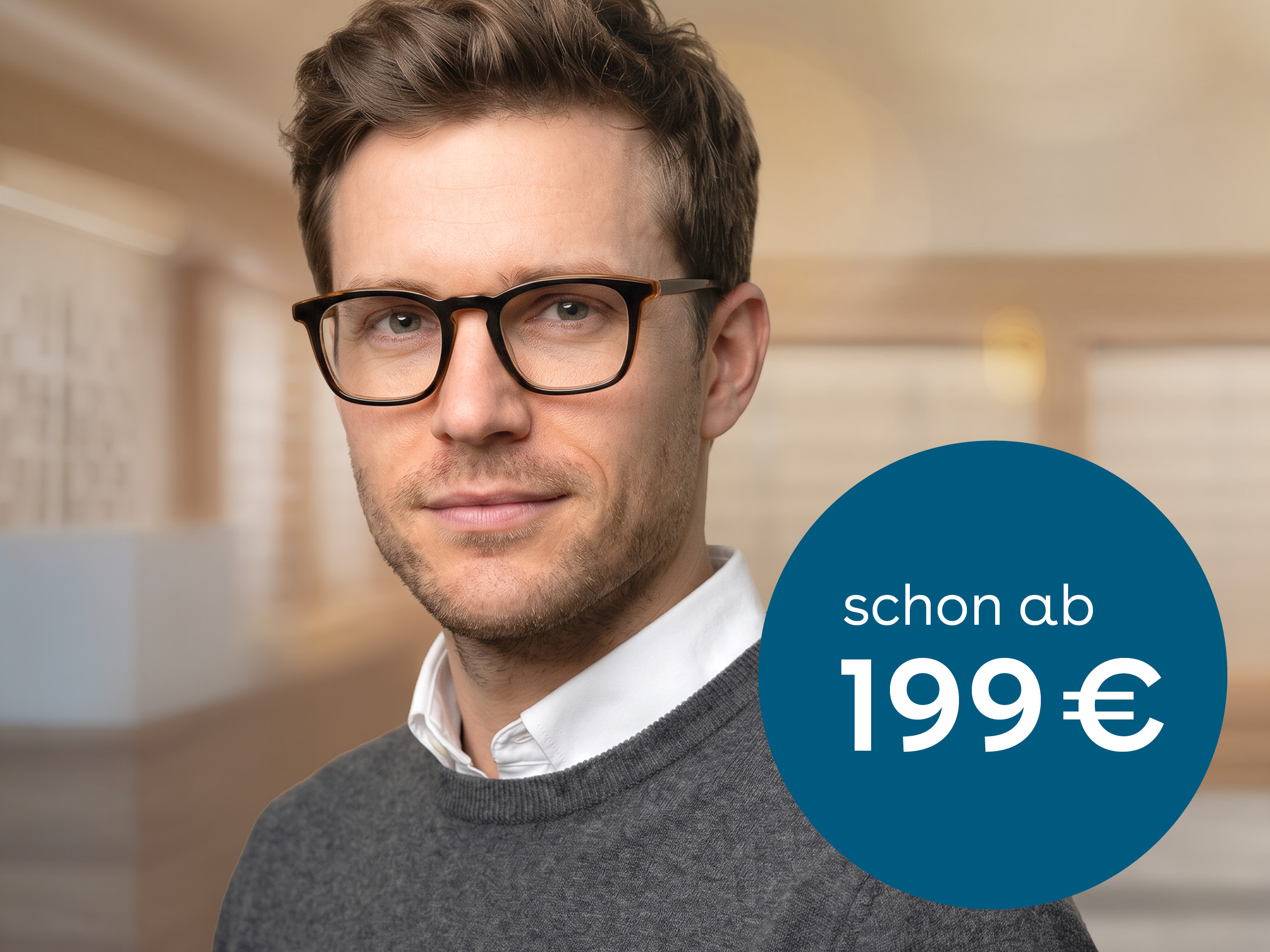 Mann mit brauner Brille – Angebot Arbeitsplatzbrille