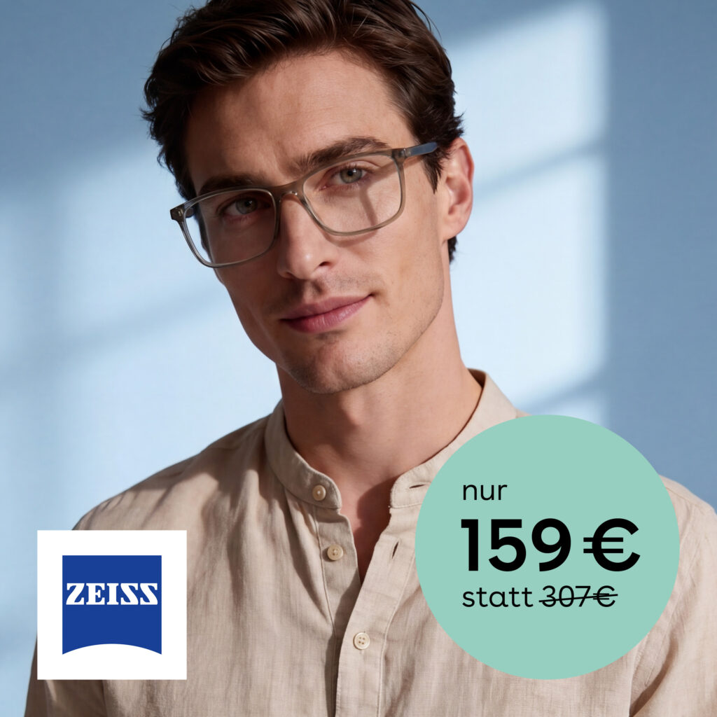 Mann mit grauer Brille – Angebot Einstärkenbrille inkl. ZEISS Gläser