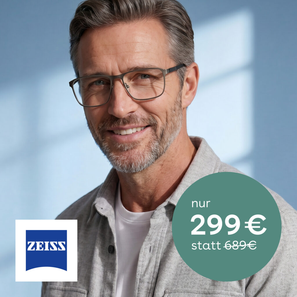 Mann mit Metallbrille – Angebot Gleitsichtbrille inkl. ZEISS Gläser